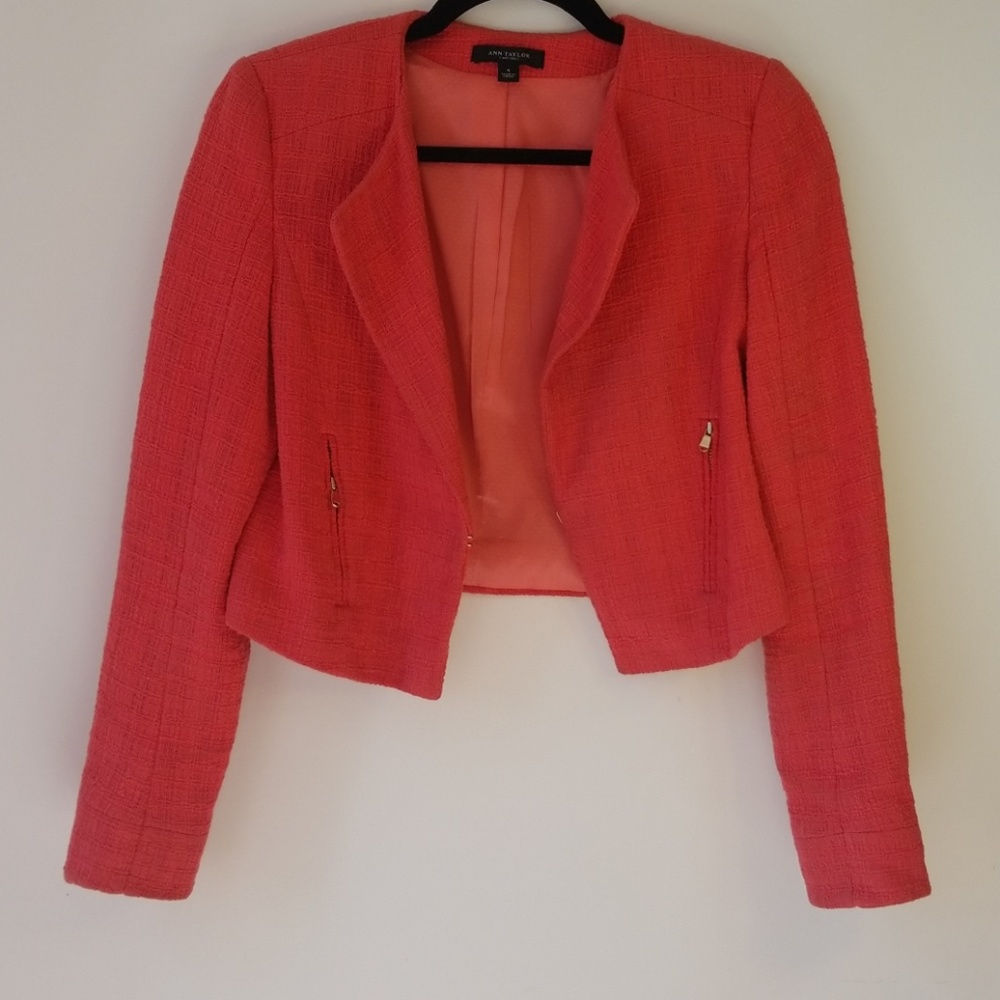 Ann Taylor coral tweed jacket